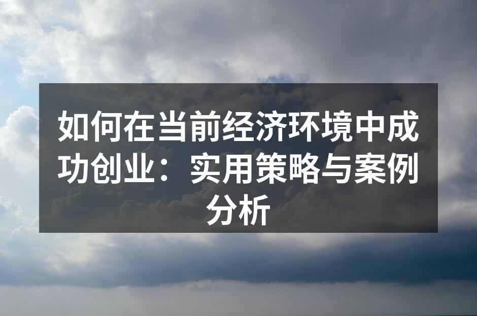 如何在当前经济环境中成功创业：实用策略与案例分析