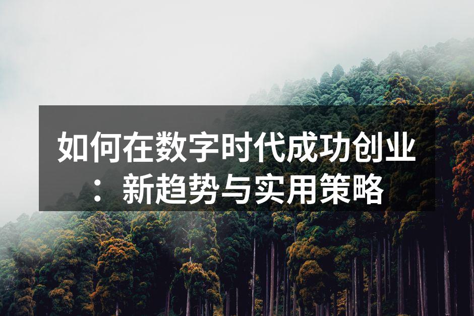 如何在数字时代成功创业：新趋势与实用策略